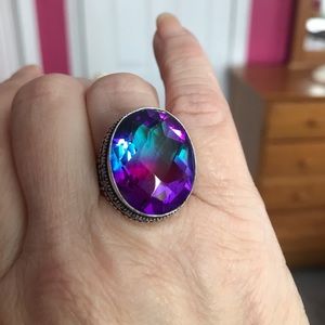 NEW Bi-Colored Tourmaline 925 Silver Ring
